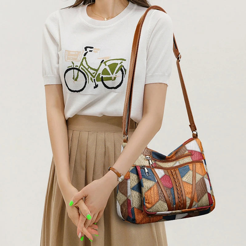 Sac bandoulière vintage élégant pour femmes, sac à main tendance, sac épaule à plusieurs poches, sac bandoulière rétro polyvalent pour un usage quotidien