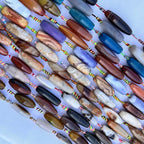 Perles en agate de forme riz naturelles pour la création de bijoux de style européen en gros, vente à l'unité