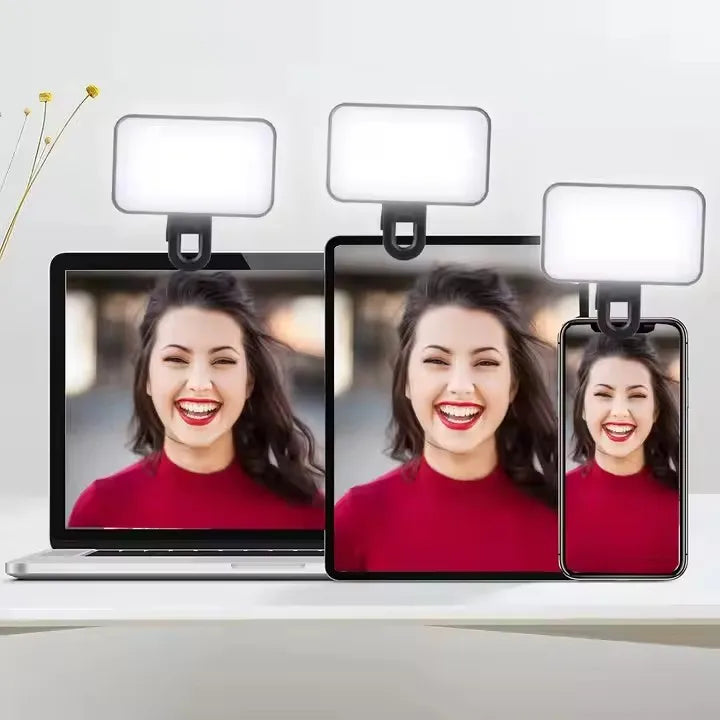 Meilleure Lampe Selfie LED Rechargeable à 3 Températures de Couleur, Clip pour Téléphone, Ordinateur Portable, Tablette, Réunion, Mini Lampe LED