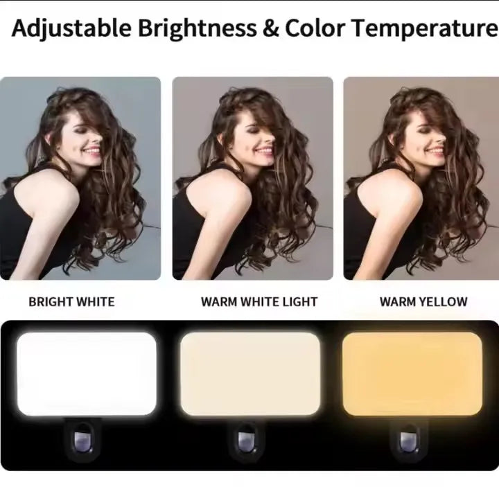 Meilleure Lampe Selfie LED Rechargeable à 3 Températures de Couleur, Clip pour Téléphone, Ordinateur Portable, Tablette, Réunion, Mini Lampe LED