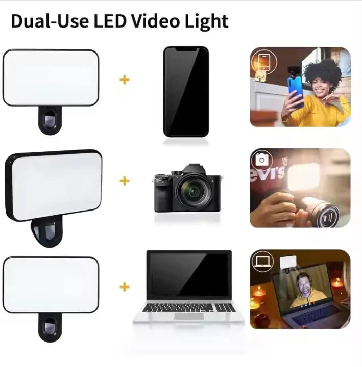 Meilleure Lampe Selfie LED Rechargeable à 3 Températures de Couleur, Clip pour Téléphone, Ordinateur Portable, Tablette, Réunion, Mini Lampe LED