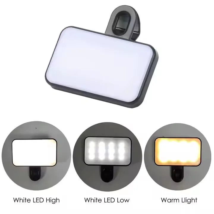 Meilleure Lampe Selfie LED Rechargeable à 3 Températures de Couleur, Clip pour Téléphone, Ordinateur Portable, Tablette, Réunion, Mini Lampe LED