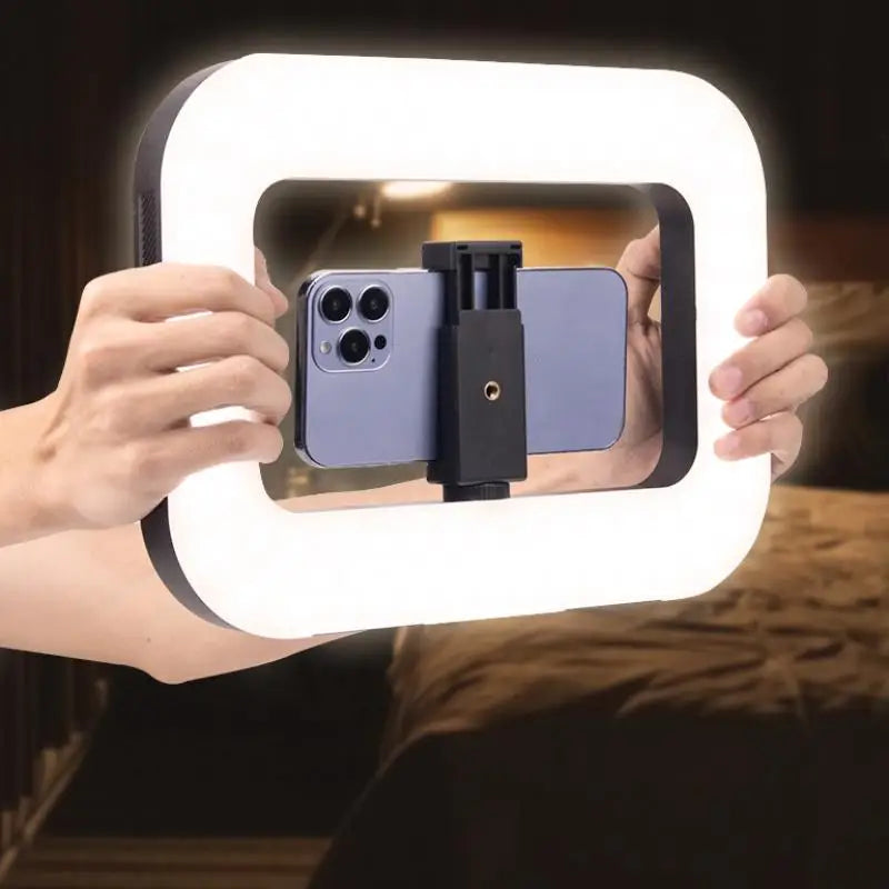Anneau lumineux LED pour créateurs de vidéos, lumière selfie 5600K, support vidéo pour smartphone, stabilisateur de téléphone pour tournage avec Bluetooth