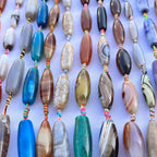 Perles en agate de forme riz naturelles pour la création de bijoux de style européen en gros, vente à l'unité