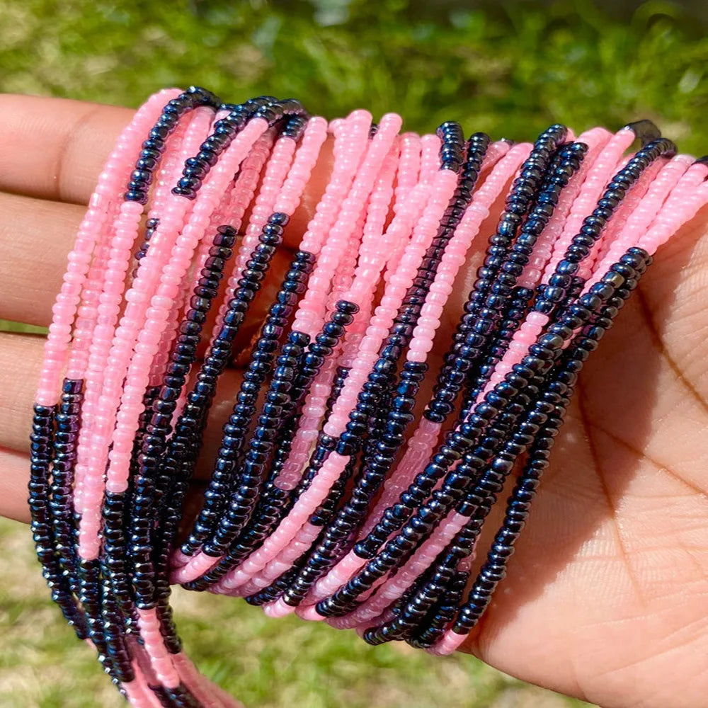 Chaîne de ventre élastique colorée,personalisable, chaîne de ventre africaine, perles de taille, chaîne corporelle pour femmes et filles, bijoux d'été bohème, accessoires de mode