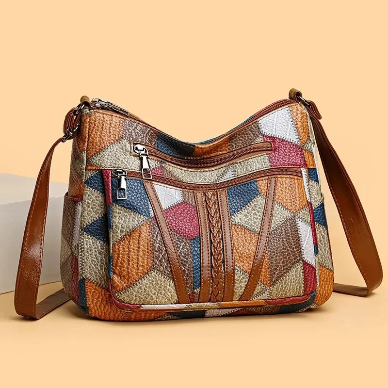Sac bandoulière vintage élégant pour femmes, sac à main tendance, sac épaule à plusieurs poches, sac bandoulière rétro polyvalent pour un usage quotidien