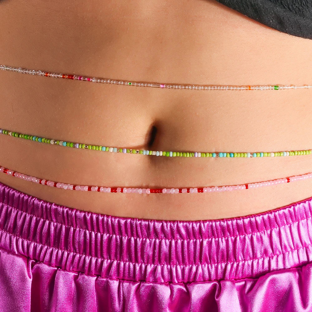 Aihua 1 pièce Nouvelle Chaîne de taille de plage d'été bohème avec perles pour femmes, bijoux de corps esthétiques sexy pour bikini