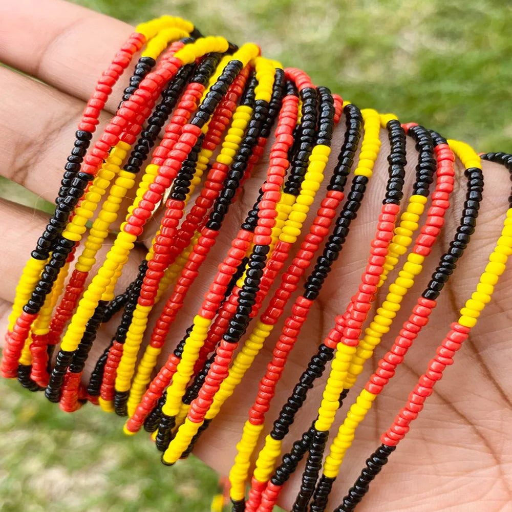 Chaîne de ventre élastique colorée,personalisable, chaîne de ventre africaine, perles de taille, chaîne corporelle pour femmes et filles, bijoux d'été bohème, accessoires de mode