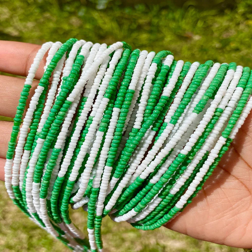 Chaîne de ventre élastique colorée,personalisable, chaîne de ventre africaine, perles de taille, chaîne corporelle pour femmes et filles, bijoux d'été bohème, accessoires de mode