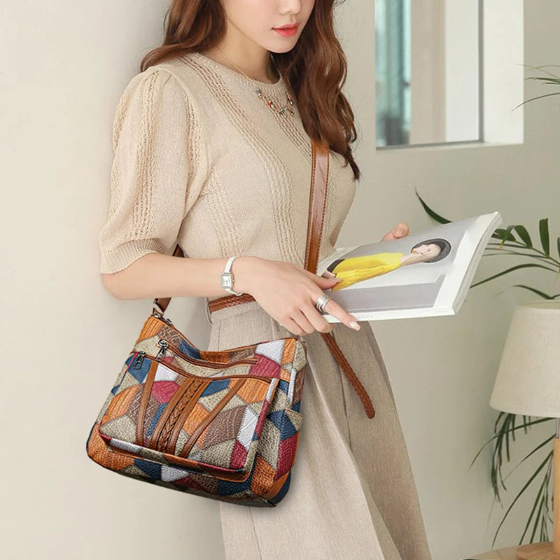 Sac bandoulière vintage élégant pour femmes, sac à main tendance, sac épaule à plusieurs poches, sac bandoulière rétro polyvalent pour un usage quotidien