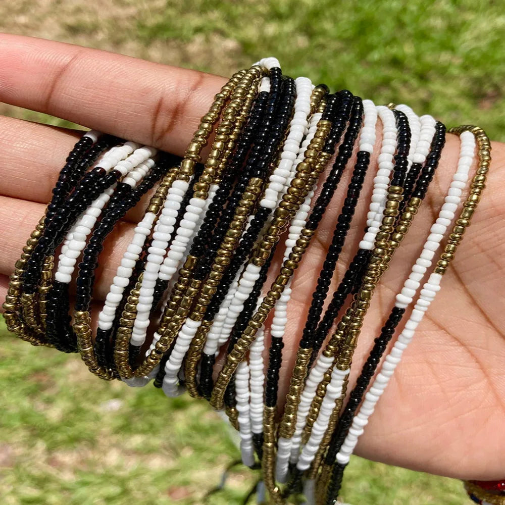 Chaîne de ventre élastique colorée,personalisable, chaîne de ventre africaine, perles de taille, chaîne corporelle pour femmes et filles, bijoux d'été bohème, accessoires de mode