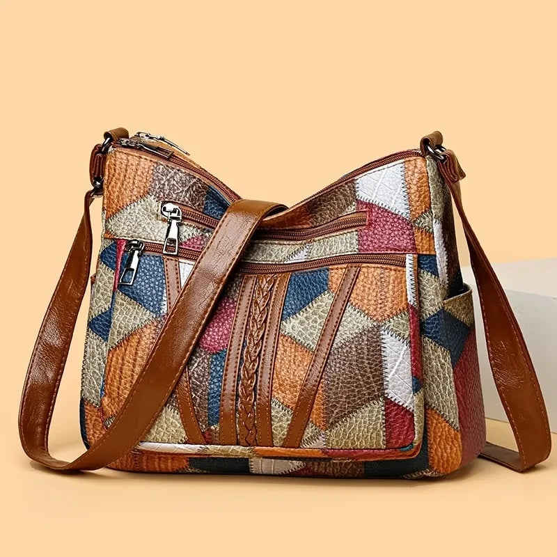 Sac bandoulière vintage élégant pour femmes, sac à main tendance, sac épaule à plusieurs poches, sac bandoulière rétro polyvalent pour un usage quotidien