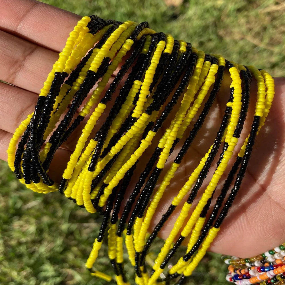 Chaîne de ventre élastique colorée,personalisable, chaîne de ventre africaine, perles de taille, chaîne corporelle pour femmes et filles, bijoux d'été bohème, accessoires de mode