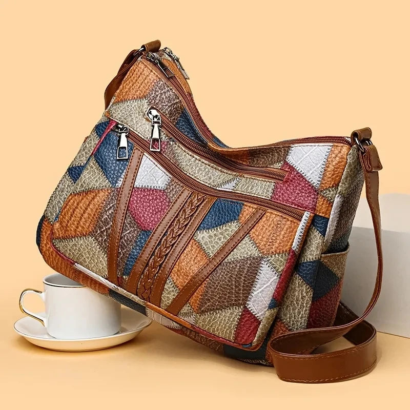 Sac bandoulière vintage élégant pour femmes, sac à main tendance, sac épaule à plusieurs poches, sac bandoulière rétro polyvalent pour un usage quotidien