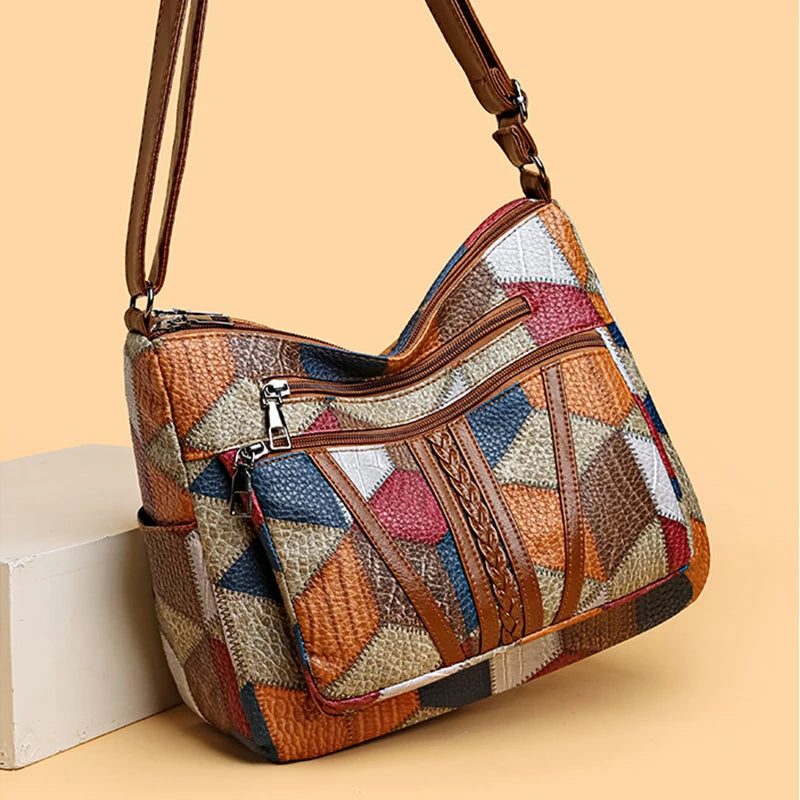 Sac bandoulière vintage élégant pour femmes, sac à main tendance, sac épaule à plusieurs poches, sac bandoulière rétro polyvalent pour un usage quotidien
